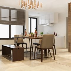 עיצוב סלון מטבח ופינת אוכל בחלל אחד בדירת קבלן